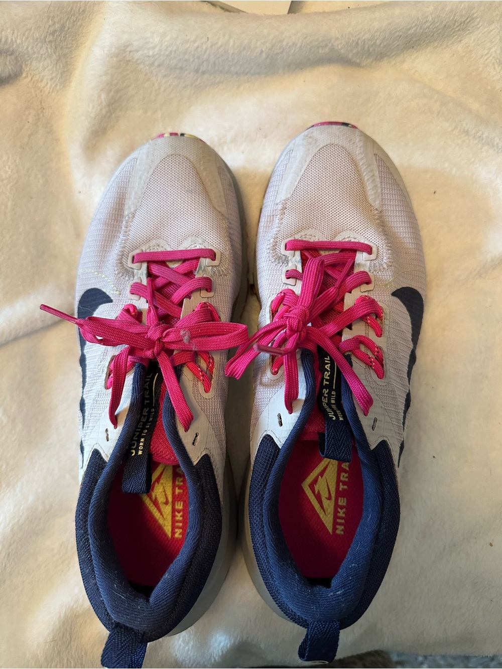 Nike women’s  White Sneakers with Pink Laces and Navy Accents